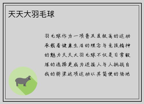 天天大羽毛球